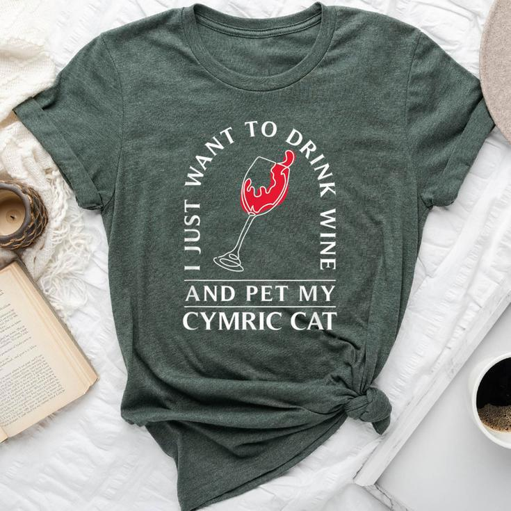 10508500014^Drink Wine And Pet My Cymric Cat^^Cymric Ca Bella Canvas T-shirt